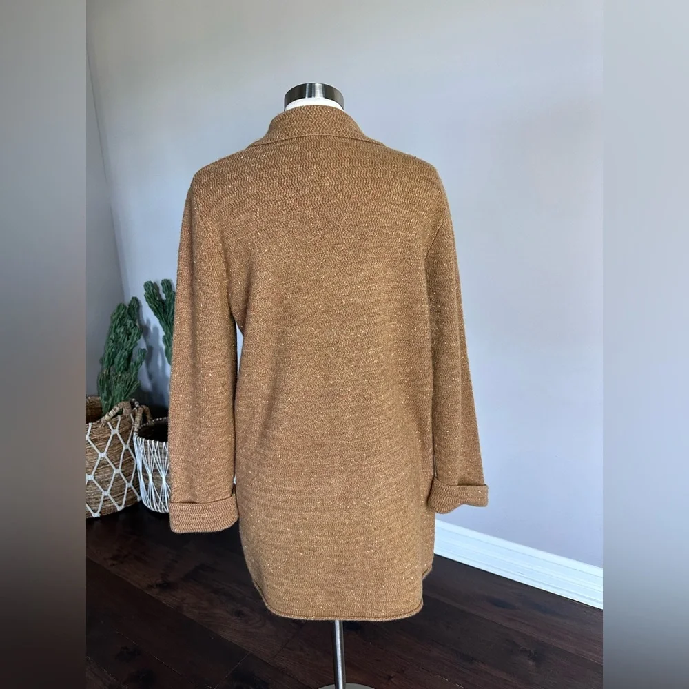 J. Crew Mercantile Blazer Car Coat Lambs Wool Button-Up Cardigan Heather Camel L - Picture 4 of 11